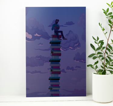 Quadro vintage libri impilati verso il cielo - TenStickers