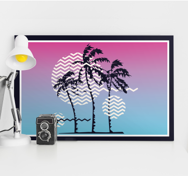 Quadro vintage Palme al tramonto retrò - TenStickers