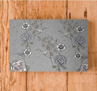 Quadro vintage Ramoscelli vintage grigi con uccelli - TenStickers