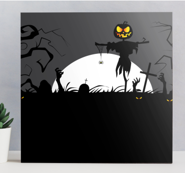 Quadro vintage scena di zucche inquietanti - TenStickers