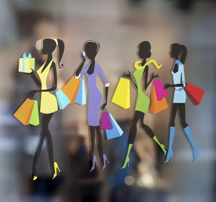 Sticker decorativo clienti in fila - TenStickers