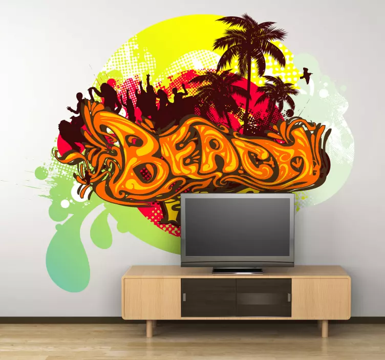 Sticker decorativo logo beach party - TenStickers