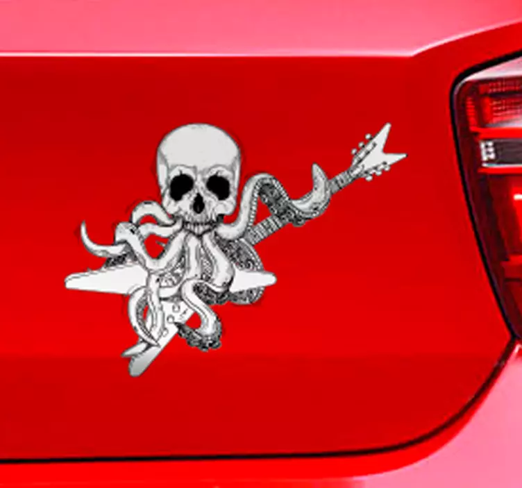 Adesivo murale teschio di chitarra con polpo - TenStickers