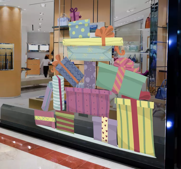 Adesivo da parete natalizio montagna regali - TenStickers