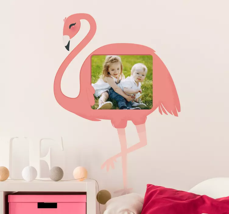 Adesivo murale bambini portafoto fenicottero - TenStickers