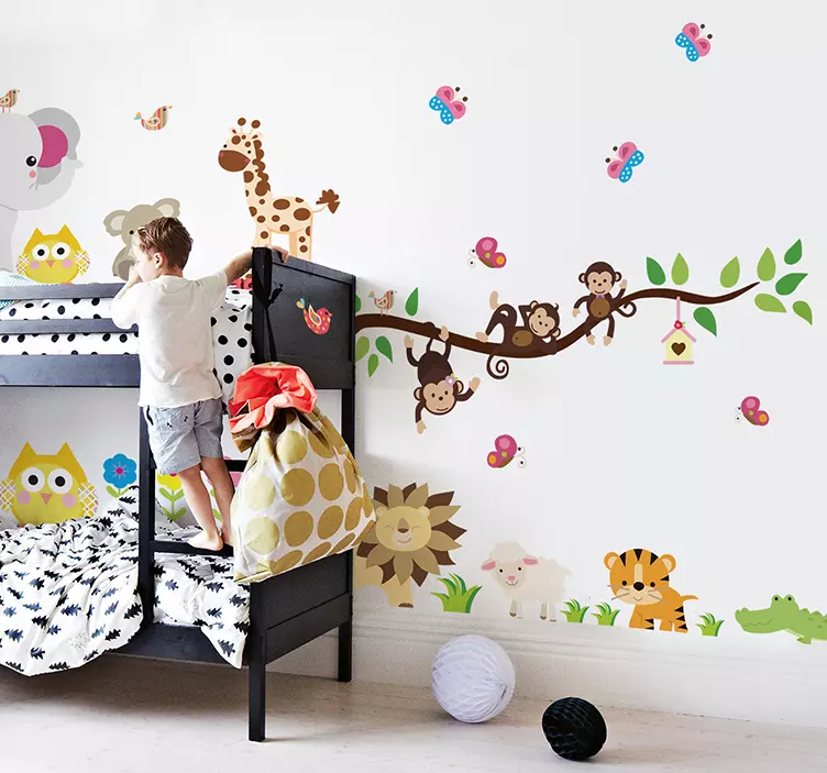Sticker bambini con selva e animaletti - TenStickers