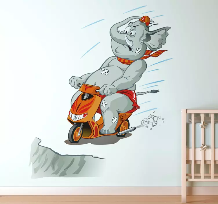 Adesivo bambini elefante in scooter - TenStickers