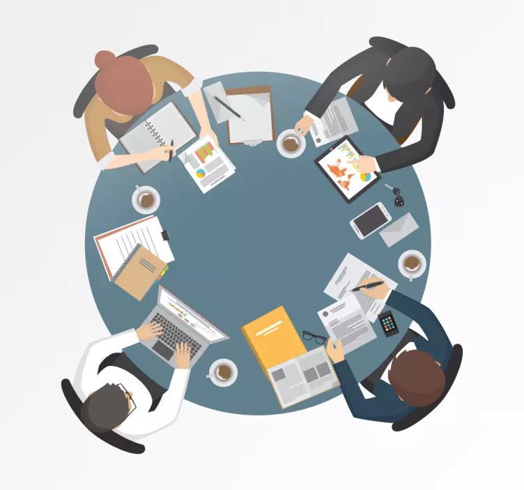 Adesivo decorativo ufficio tavola rotonda - TenStickers