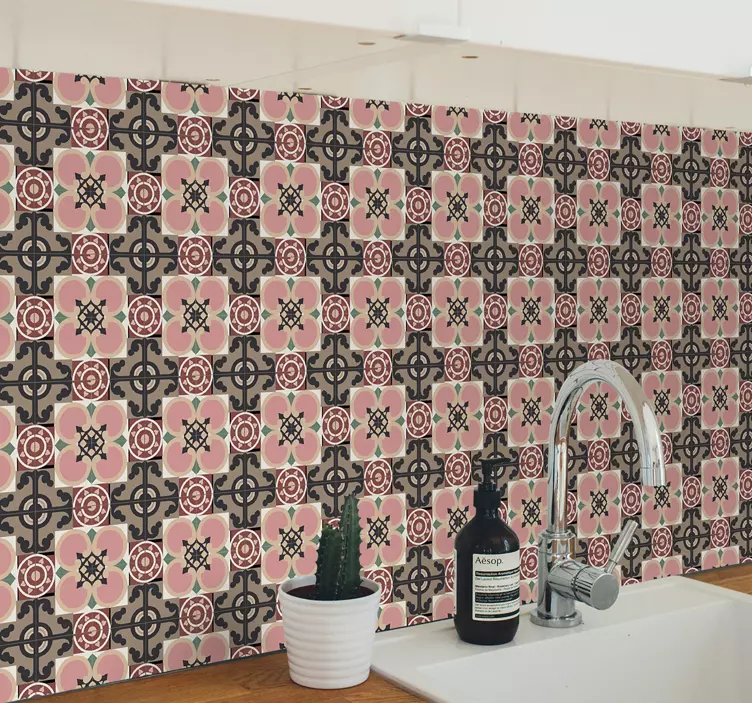 Adesivo per piastrelle disegno geometrico vittoriano - TenStickers