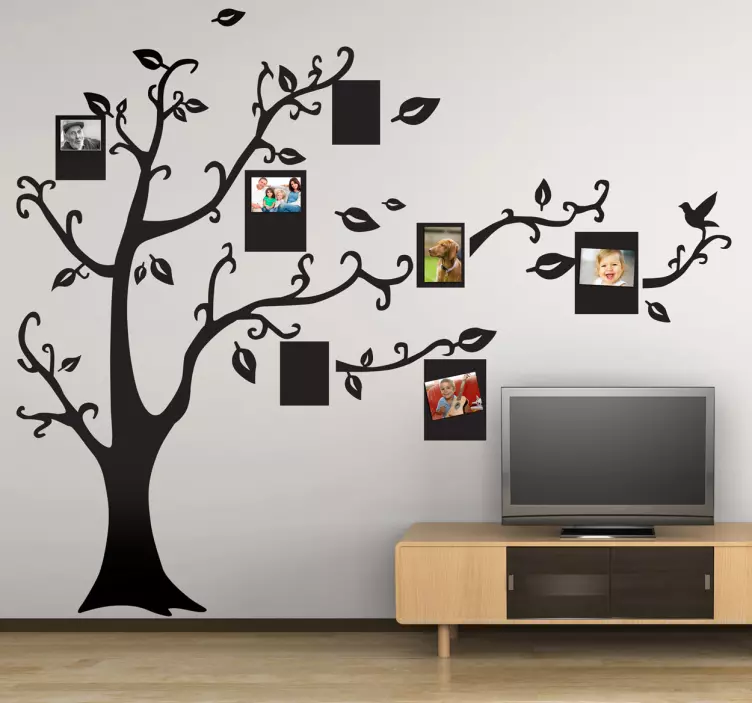 Sticker silhouette di albero con cornici foto - TenStickers