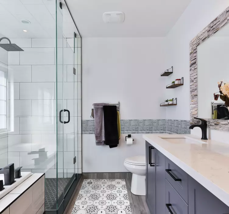 Adesivo specchio cornice effetto pietra - TenStickers