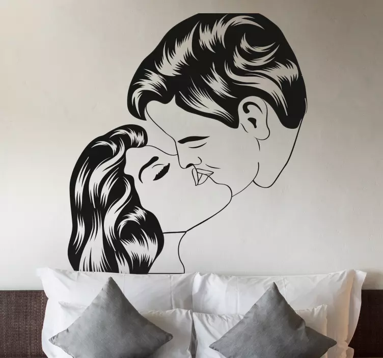 Adesivo decorativo disegno coppia bacio - TenStickers