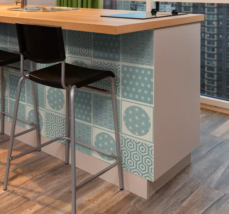 Adesivo per piastrelle japandi verde - TenStickers