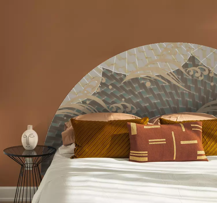 Adesivo testata letto elegante motivo a ventaglio - TenStickers
