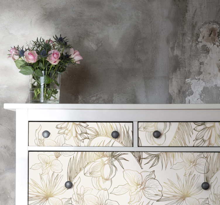 Carta adesiva per mobili fiori tropicali - TenStickers