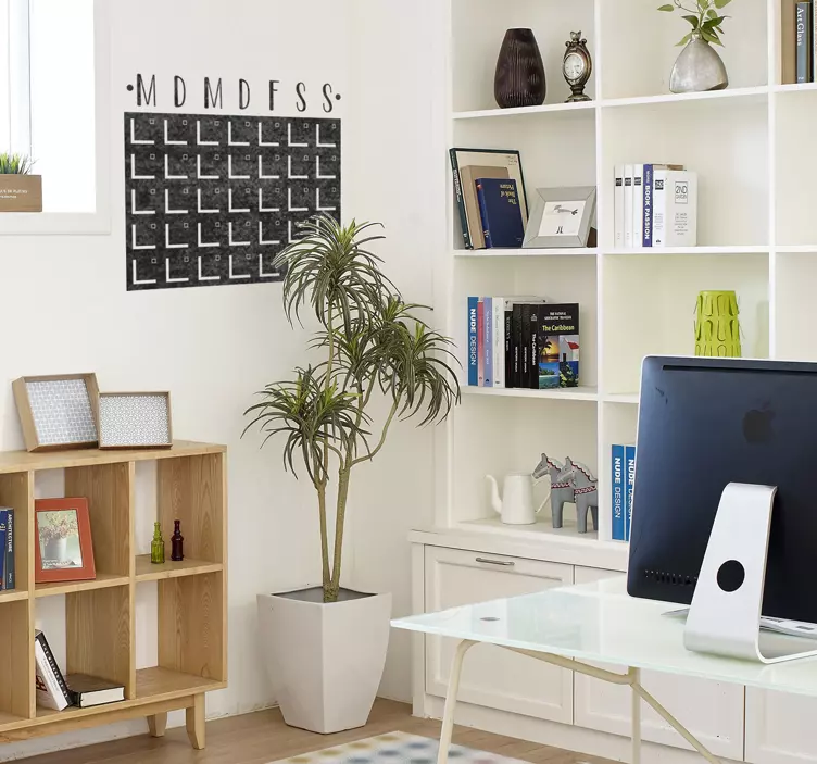 Lavagna adesiva nera calendario dei giorni feriali - TenStickers