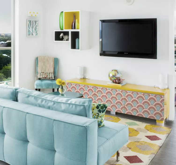 Carta adesiva per mobili onde con motivo curvo - TenStickers