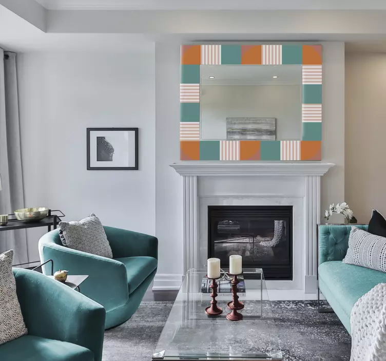 Adesivo murale rugby cornice geometrica colorata - TenStickers