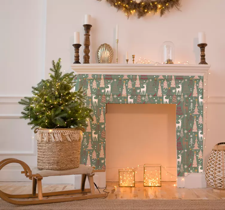 Adesivo natalizio pattern foresta - TenStickers