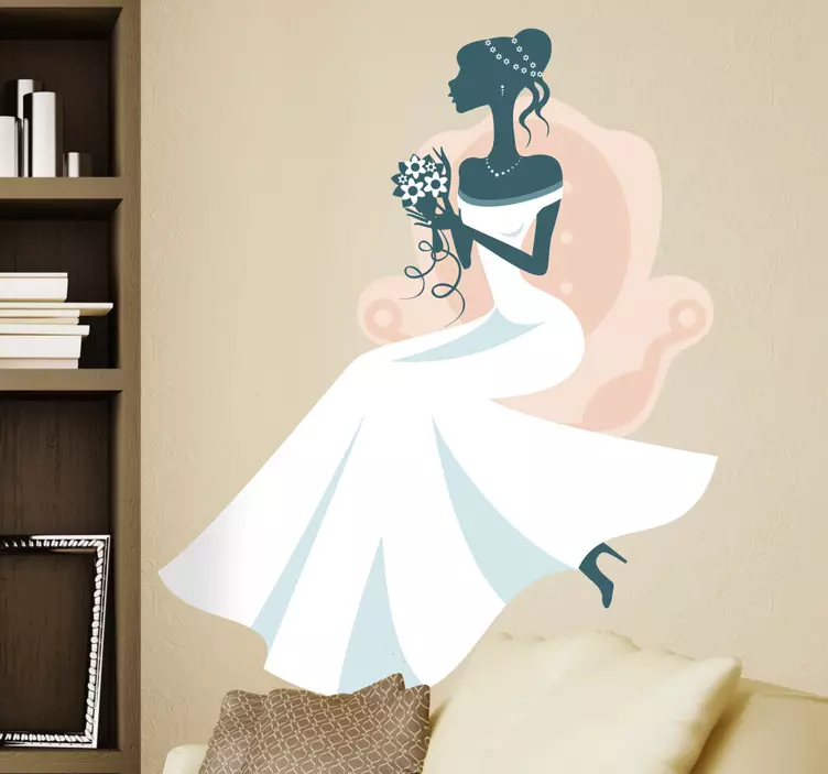 Sticker decorativo sposa seduta - TenStickers