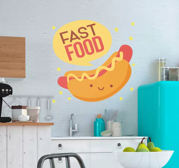 Adesivo per vetrine gustoso hot dog da fast food - TenStickers