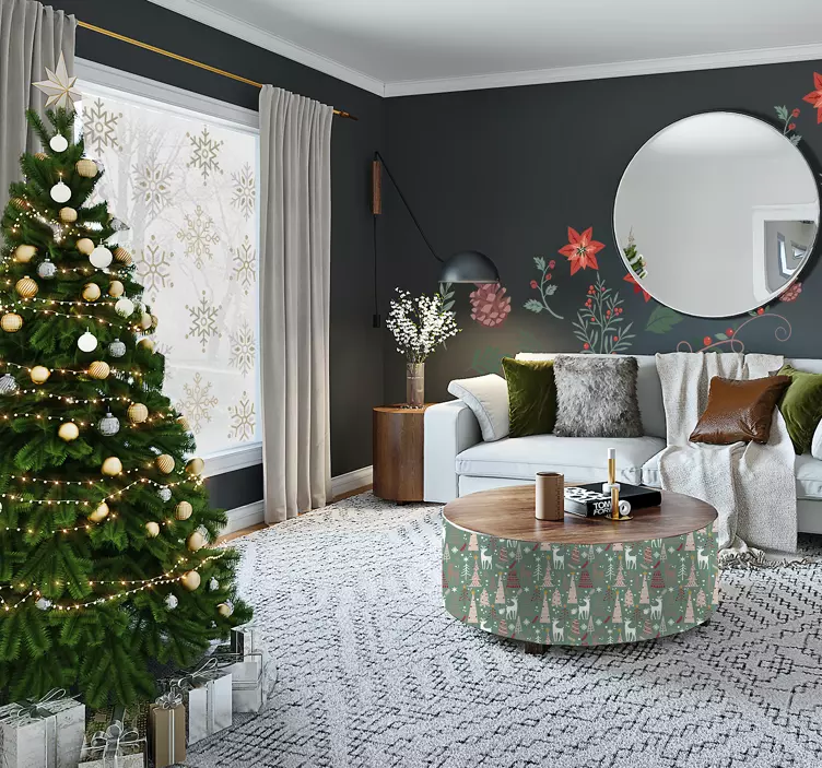 Adesivo natalizio pattern foresta - TenStickers