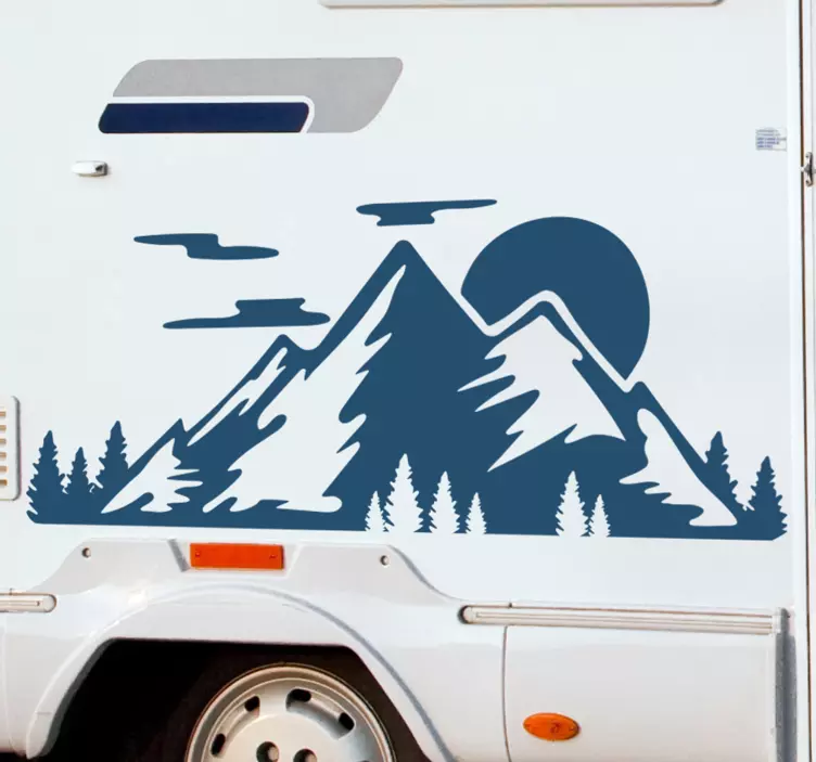 Adesivo camper montagne al tramonto - TenStickers