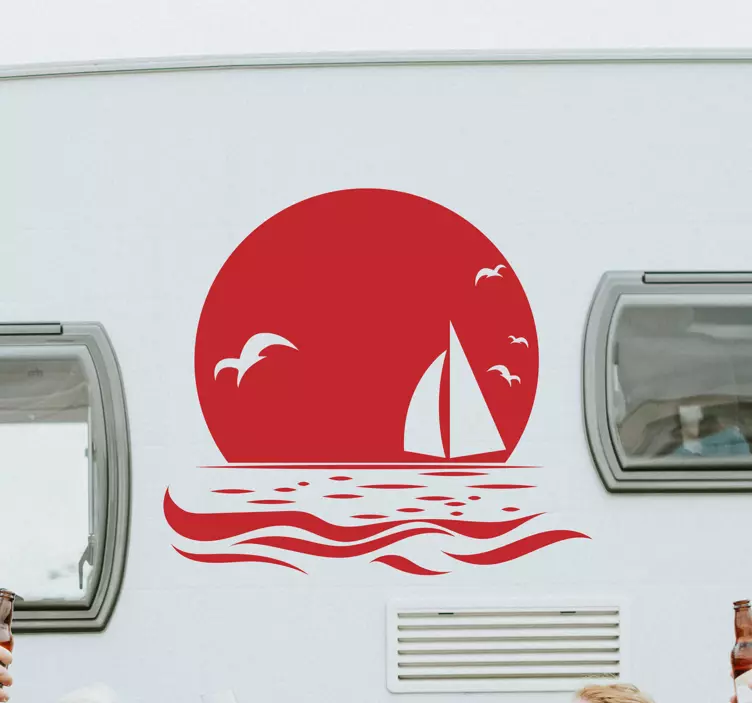 Adesivo camper barca a vela con tramonto - TenStickers