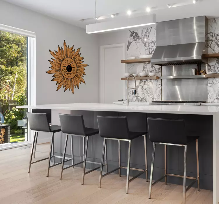 Orologio adesivo da parete con Sole - TenStickers