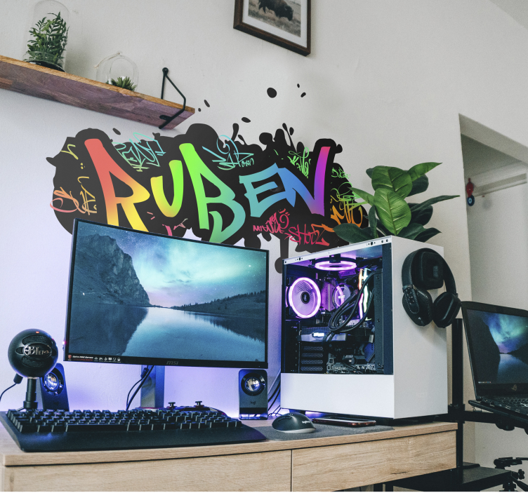 Adesivo murale nome personalizzabile stile graffiti - TenStickers