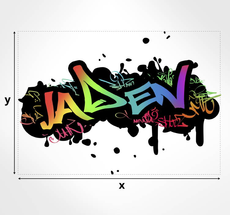 Adesivo murale nome personalizzabile stile graffiti - TenStickers