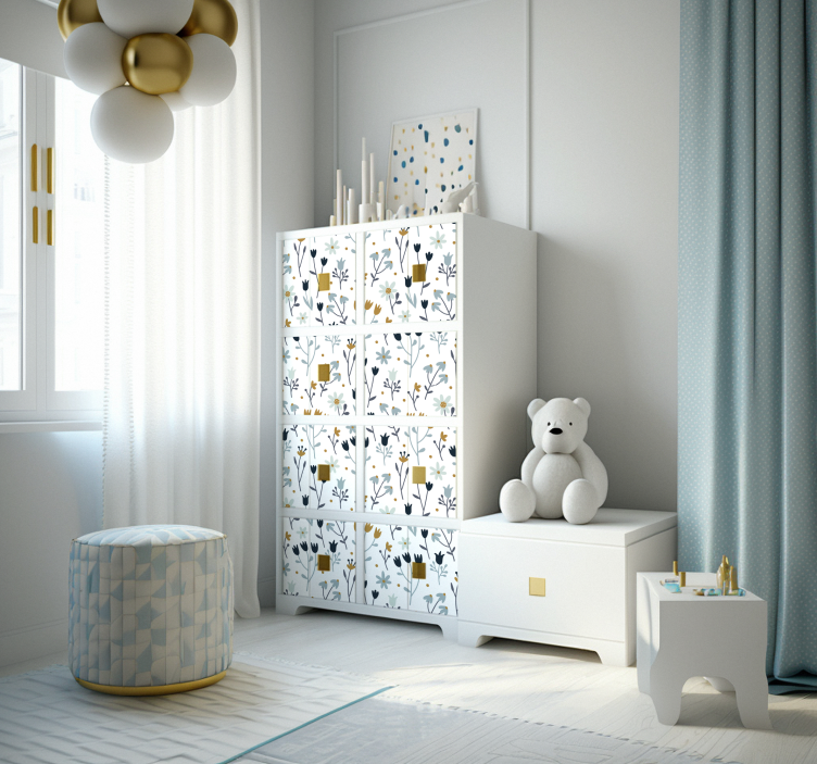 Carta adesiva per mobile con fiori minimal - TenStickers