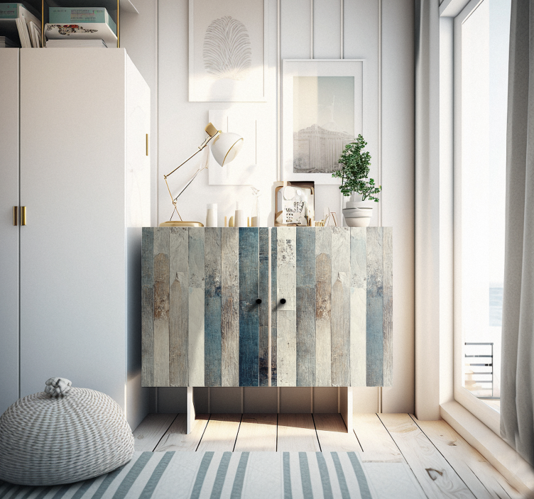 Carta adesiva per mobile effetto legno tonalità blu - TenStickers