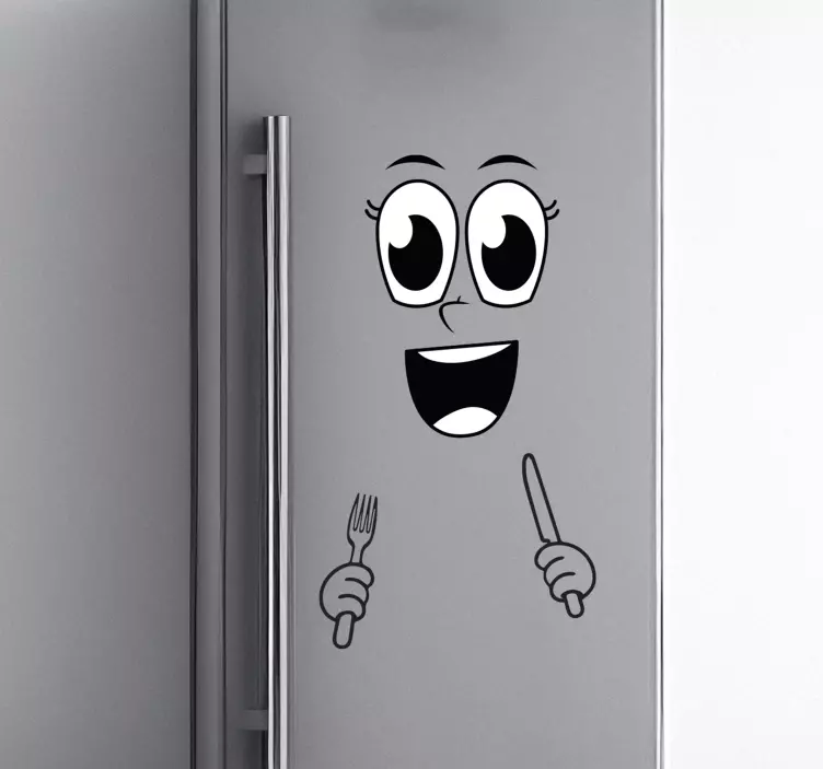 Adesivo per frigo con faccia e posate - TenStickers