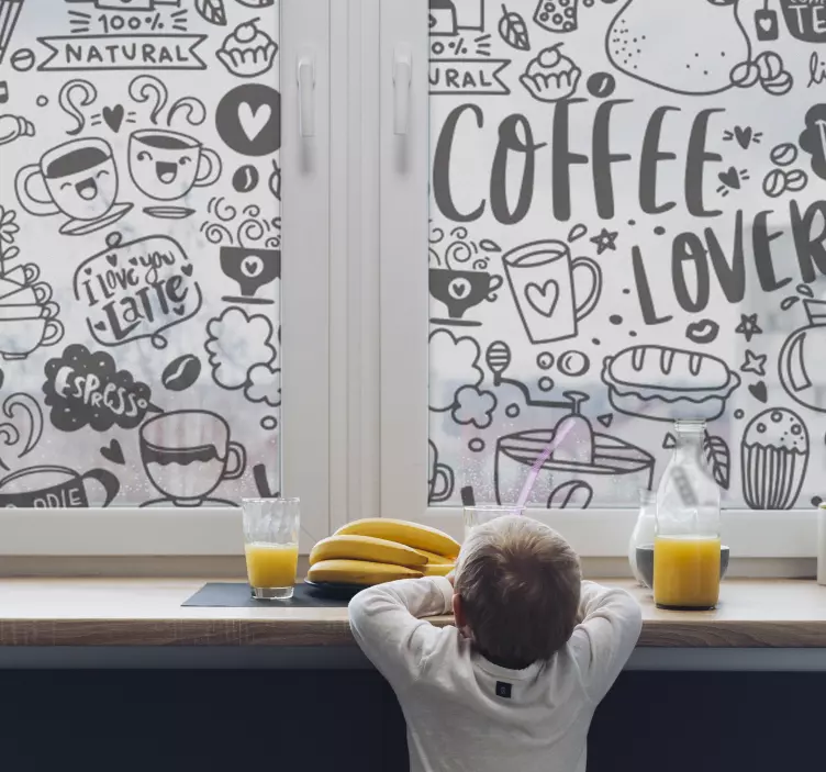 Adesivo cucina con disegni e scritte caffè - TenStickers