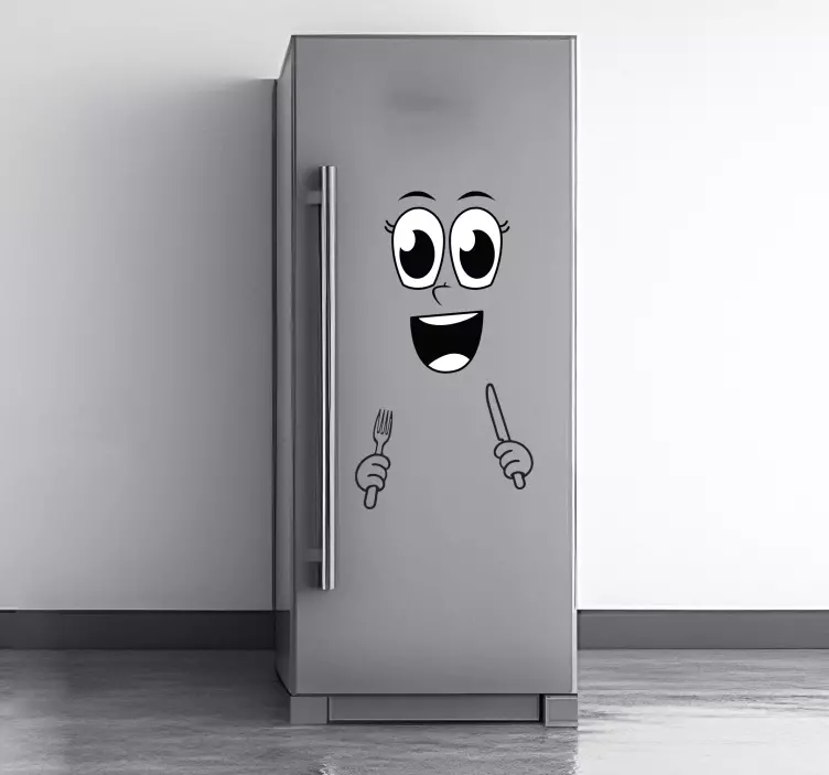 Adesivo per frigo con faccia e posate - TenStickers