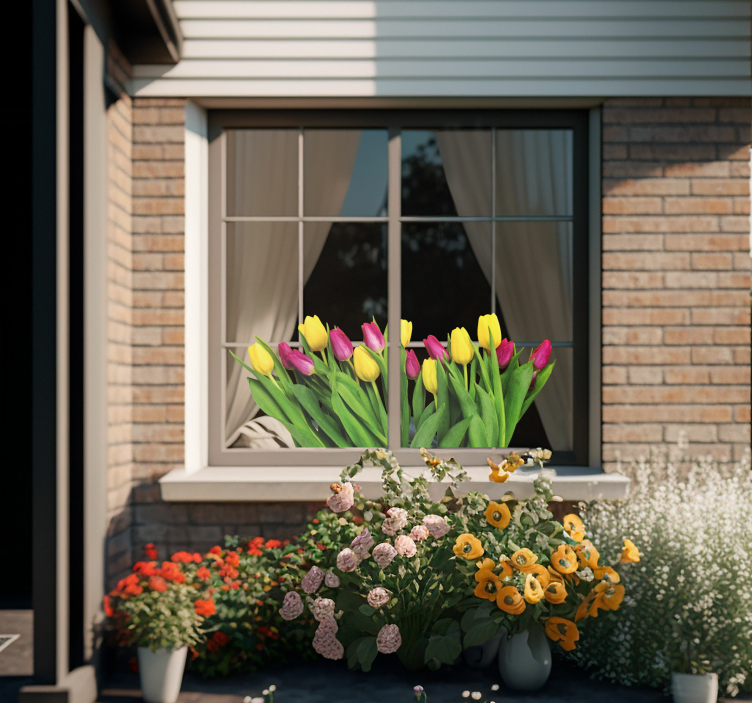 Adesivo per vetri fiori tulipani - TenStickers