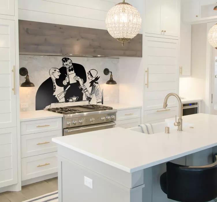 Sticker decorativo coppia al ristorante - TenStickers