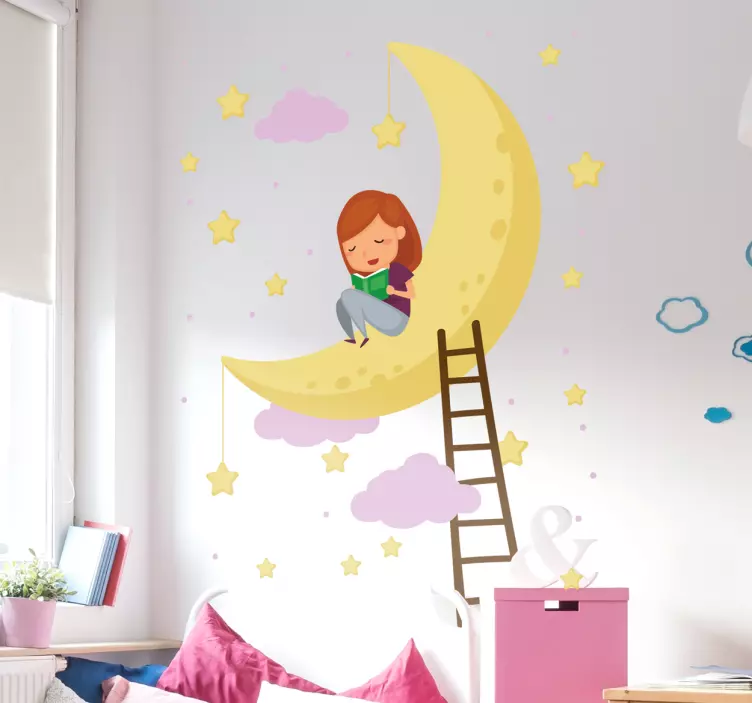 Adesivo per bambine luna e stelle - TenStickers