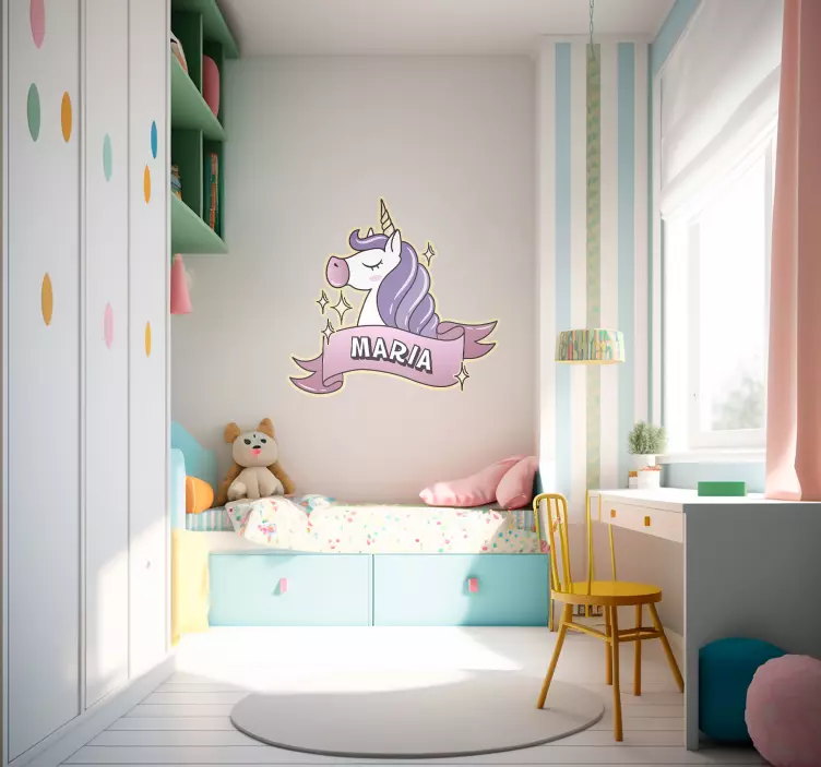 Sticker personalizzabile unicorno - TenStickers