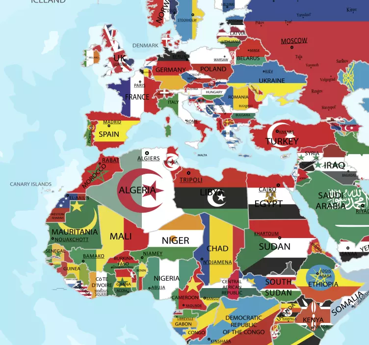 Adesivo mappamondo bandiere del mondo - TenStickers