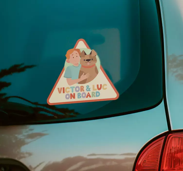 Adesivo per auto bambino e cane a bordo - TenStickers