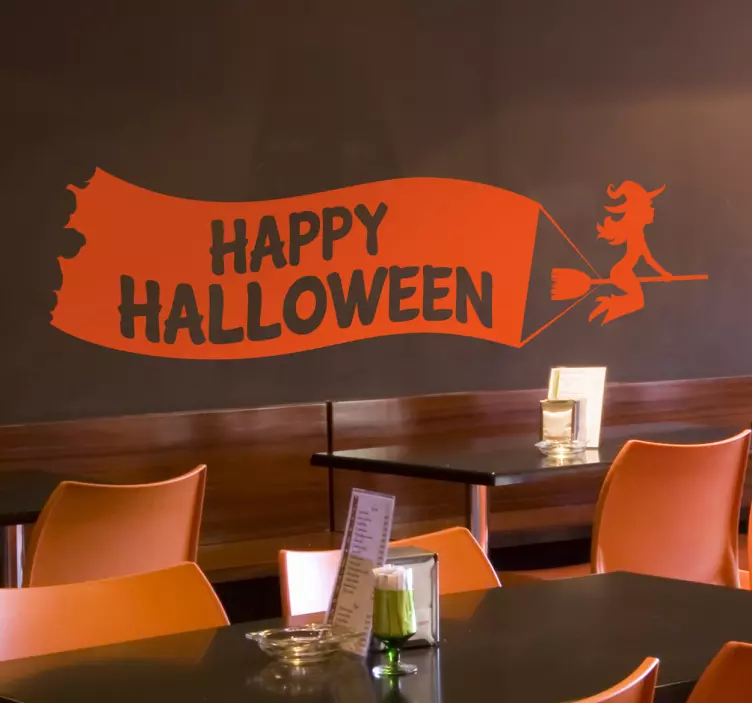 Adesivo per vetrine festa di halloween felice - TenStickers