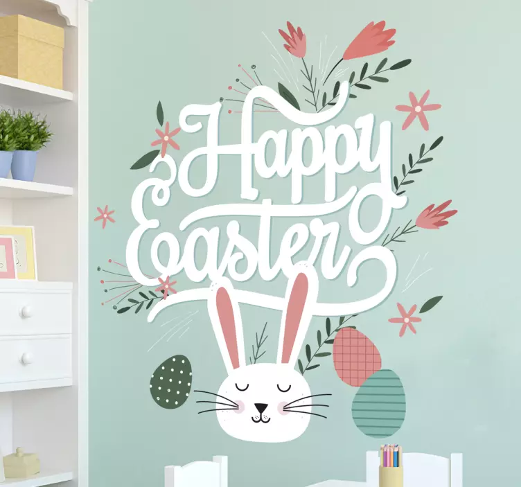 Vetrofania Coniglietto Happy Easter - TenStickers