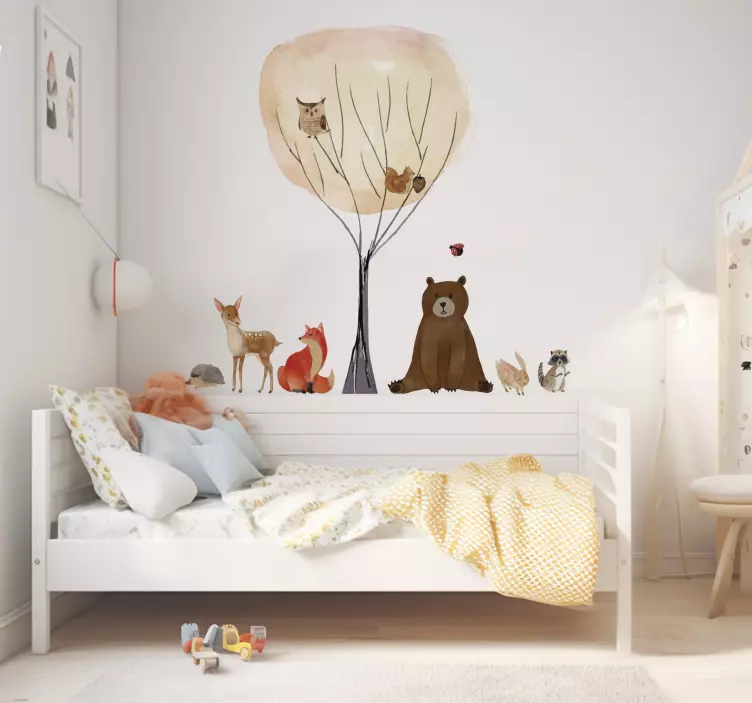 Sticker animale della foresta acquarello - TenStickers