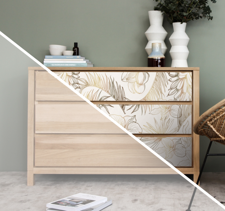 Carta adesiva per mobili fiori tropicali - TenStickers