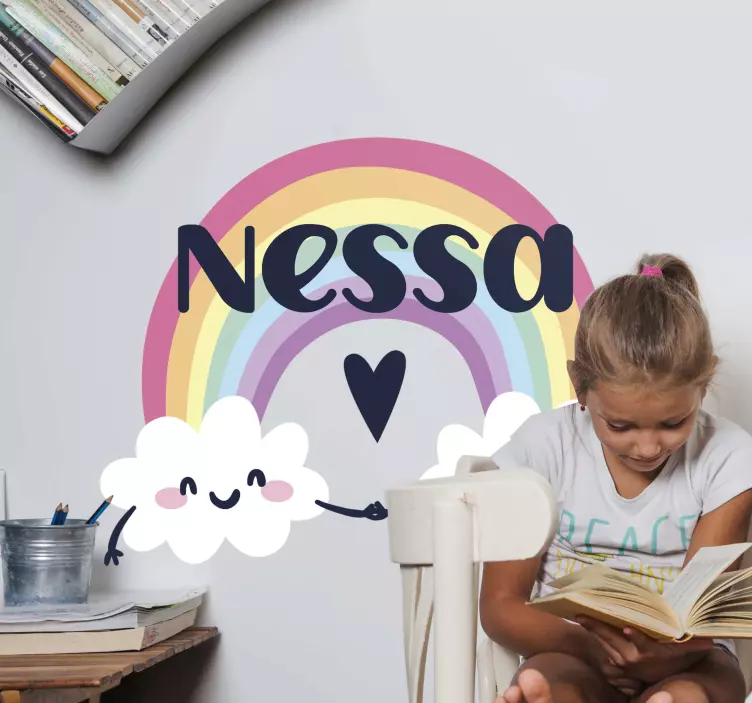 Sticker cameretta Nome personalizzato in arcobaleno - TenStickers