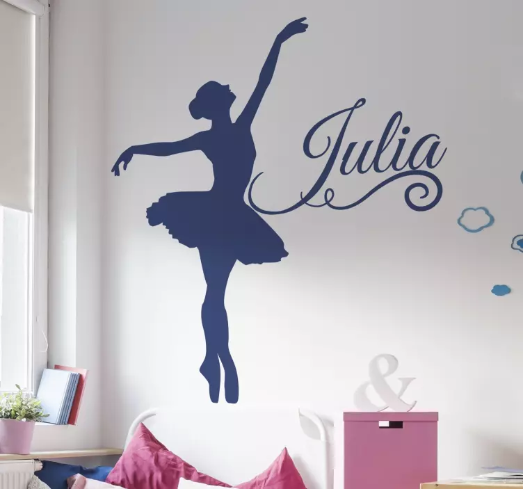 Adesivo murali ballerina con nome personalizzato - TenStickers