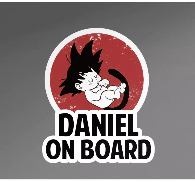 Adesivo per auto bimbo con goku e nome personalizzato - TenStickers