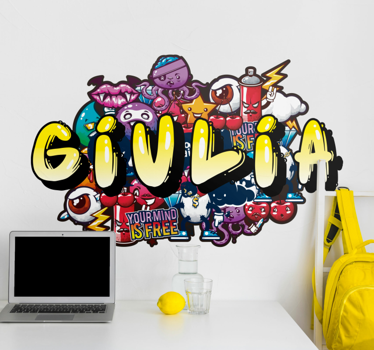 Adesivo murale graffiti urban con nome - TenStickers
